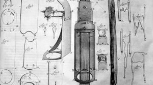 Desenho de microscópios de propriedade de Antonie van Leeuwenhoek